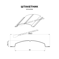 Штакетник металлический МП ELLIPSE-T 19х126 (VALORI-20-DarkBrown-0.5)