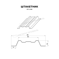 Штакетник металлический МП LАNE-T 16,5х99 (ECOSTEEL_MA-01-Бразил. Вишня-0.5)