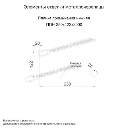 Планка примыкания нижняя 250х122х2000 (PURMAN-20-Tourmalin-0.5)